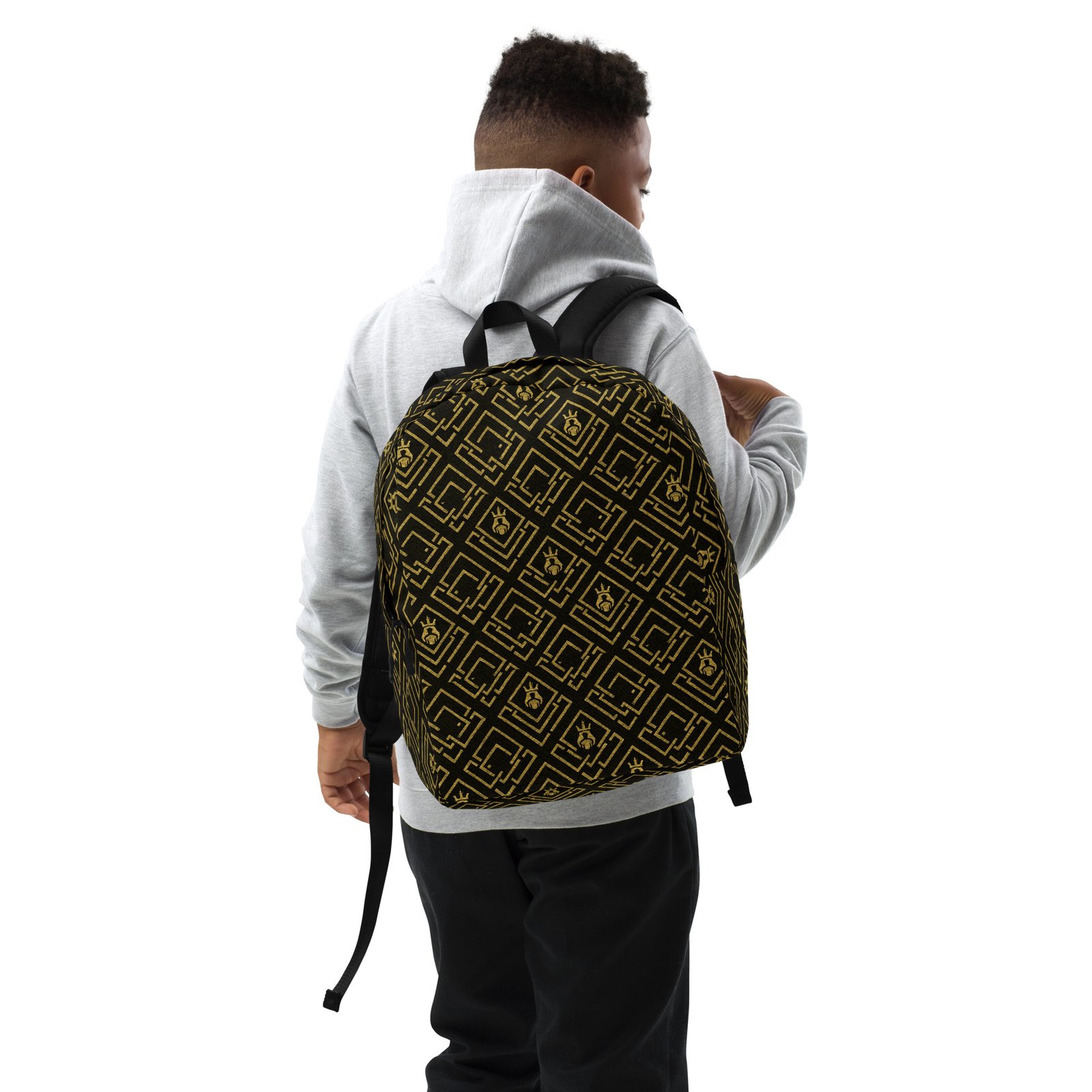 DaKahree Royal Labyrinth – Minimalist Backpack – Black & Gold - Image 3